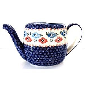 BOLESLAWIEC Ceramic Polish Handmade Pottery Indoor Watering Can Pitcher Vase VTG